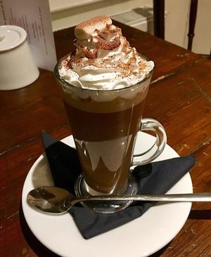 Hot Chocolate with Whipped Cream & Marshmallows at Joro Vegan Eatery in Birkenhead