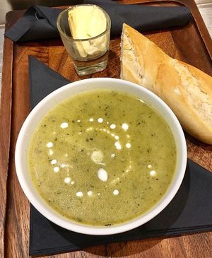 Broccoli & Courgette Soup at Joro Vegan Eatery in Birkenhead