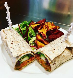 Pakora Chapatti Wrap at Joro Vegan Eatery in Birkenhead
