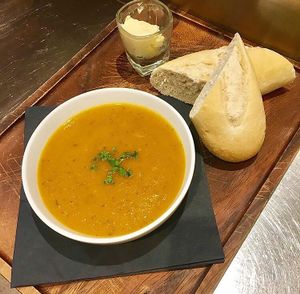Carrot & Coriander Soup at Joro Vegan Eatery in Birkenhead