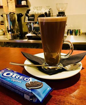 Hot Chocolate & Oreo Cookies at Joro Vegan Eatery in Birkenhead