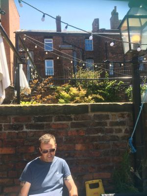 Romantic courtyard to spend our 6th anniversary at Joro Vegan Eatery in Birkenhead