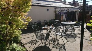 Lovely peaceful courtyard at Joro Vegan Eatery in Birkenhead