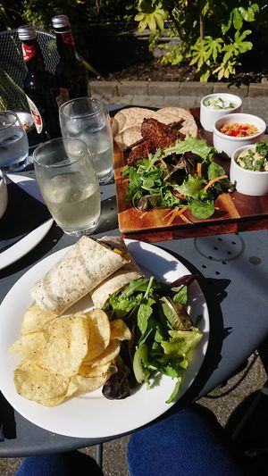 Coronation chickpea wrap, and the Moroccan feast! at Joro Vegan Eatery in Birkenhead