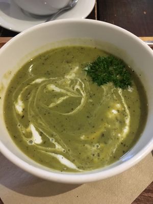 Creamy minted pea soup at Joro Vegan Eatery in Birkenhead