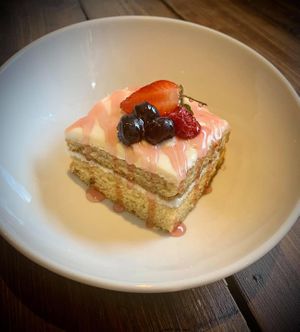 Vanilla & Berries Slice at Joro Vegan Eatery in Birkenhead