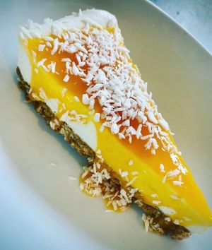 Passionfruit & Coconut Cheesecake at Joro Vegan Eatery in Birkenhead