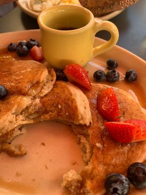 These are the vegan pancakes. They’re so fluffy and  airy. They leave a small taste of vanilla and sweetness. So good!  at Snooze in Katy
