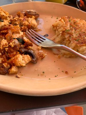 This is the vegan scramble.  They are so good because you can choose a variety of veggies for it. Very yummy!  at Snooze in Katy