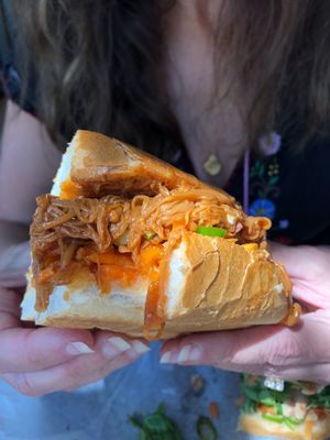 BBQ Pulled Enoki Mushroom sandwich at Le Vietnam Cafe in Perth