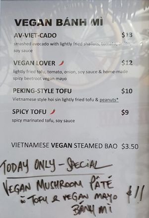 Vegan menu at Le Vietnam Cafe in Perth