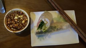 goi cuon (fresh spring rolls and peanut sauce) at Man Tu Vegan - District 1 in Ho Chi Minh City