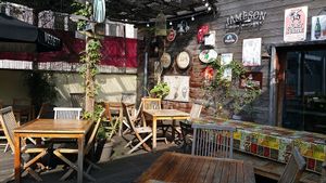 terrace at the back upstairs at Mosquito Coast in Ghent