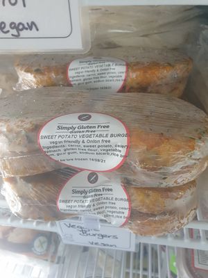 Vegan burger patties - very pricey. $6.50/ pattie at Simply Gluten Free in Mentone