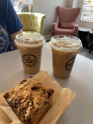 Lattes and crumb cake   at Batter & Crumbs in Philadelphia