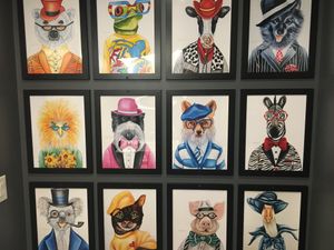 Paintings in bathroom at Batter & Crumbs in Philadelphia