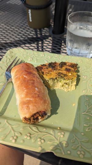 Just egg frittata and vegan pig in a blanket at Way Cup Cafe in Holland