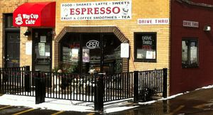 Cozy cafe with table and counter seating as well as outdoor seating on warmer West Michigan days. Drive thru.  at Way Cup Cafe in Holland