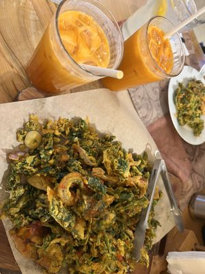 Pakora and Thai iced tea w coconut   at The Red Dot Kitchen in Wurtsboro