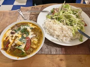 Tikkha Marsala Vegetable with rice and salad   at The Red Dot Kitchen in Wurtsboro