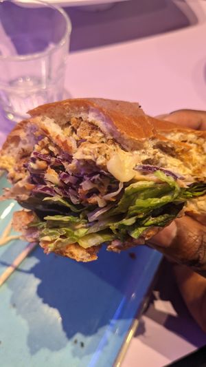 Best vegan chickn patty I've tasted at DoppleGanger in Cambridge