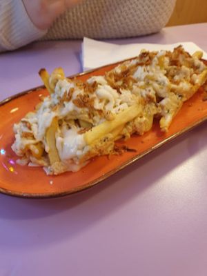 ranch, cheese and onion fries. at DoppleGanger in Cambridge