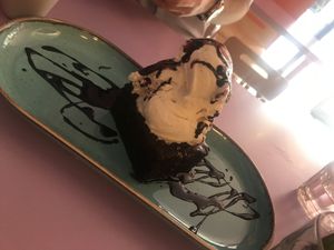 Cherry and wine brownie.  at DoppleGanger in Cambridge