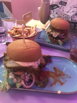 My burger at DoppleGanger in Cambridge
