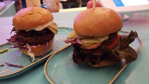 Burgers (vegan) at DoppleGanger in Cambridge