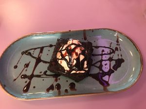 chocolate brownie 🤤 at DoppleGanger in Cambridge