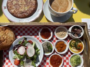 Quinoa and chickpea flour omelette and all the trimmings for the plant-based breakfast   at  Cafe Landwer in Vaughan