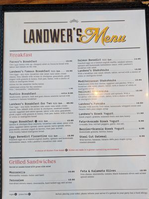 Menu at  Cafe Landwer in Vaughan