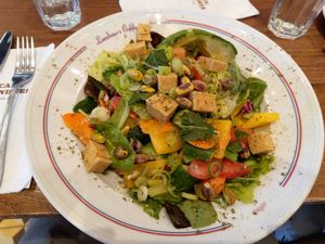 Vegan "halloumi" salad with tofu at  Cafe Landwer in Vaughan