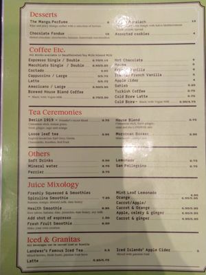 Plant-based menu (side 2) at  Cafe Landwer in Vaughan