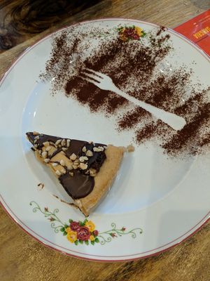 Vegan peanut butter cheese cake at  Cafe Landwer in Vaughan