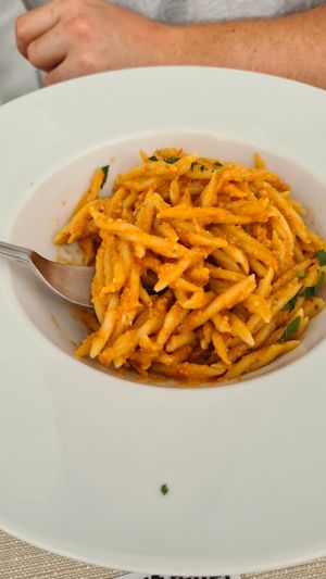 Fresh pesto pasta at Zenit Spa Hotel in Giulianova