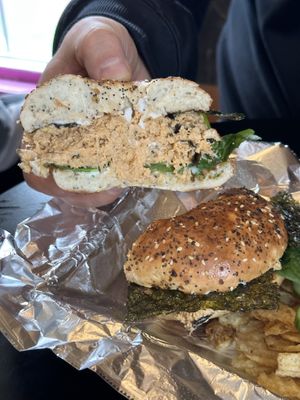 Salmon bagel (all vegan)  at Old Abe & Co. in Rochester