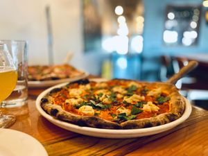 Vegan Margherita Pizza  at Hearth Artisan Pizza in Anchorage