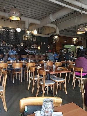 Lots of comfortable seating at Hearth Artisan Pizza in Anchorage