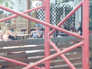 Outdoor seating at Hearth Artisan Pizza in Anchorage