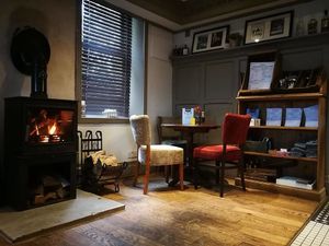 Casey corner by the fire at The Top Lock  at The Top Lock in Chorley