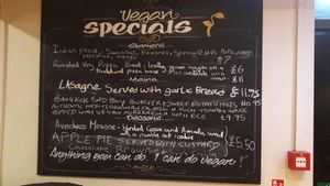 Vegan Specials Menu at The Top Lock in Chorley