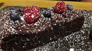 Chocolate brownie at The Top Lock in Chorley