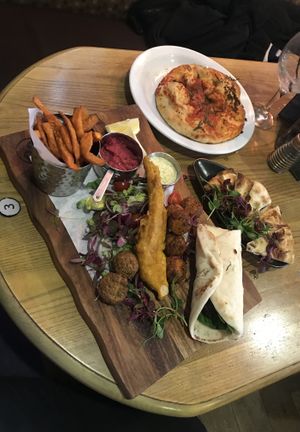 Vegan platter specials board  at The Top Lock in Chorley