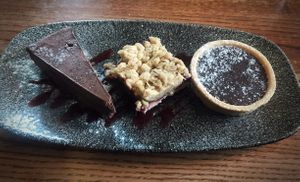 Vegan trio of deserts  at The Top Lock in Chorley