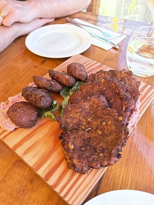 Falafel and corn fritters at Two Buoys Bistro in St Julians