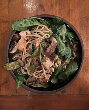 springvale spaghetti with mushrooms  at Two Buoys Bistro in St Julians