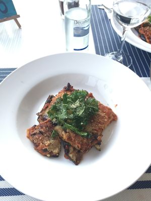 Vegan lasagna at Two Buoys Bistro in St Julians
