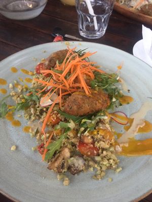 Couscous/cauliflower dish with falafels at Bukit Cafe in Pecatu