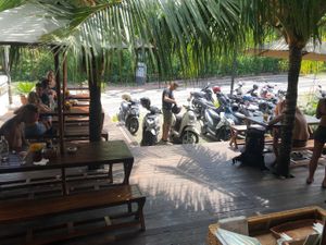 Outside seating at Bukit Cafe in Pecatu